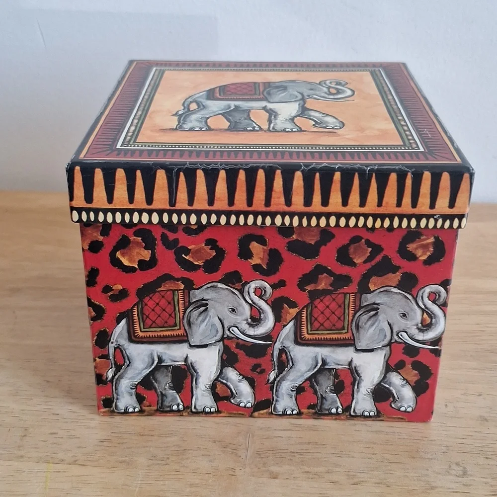Elephant & Leopard Print Decorative Trinket Box | Safari Decor Storage